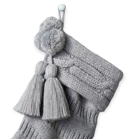 Hearth & Hand Gray Cable Knit Tassel Stocking - Picture 2 of 11